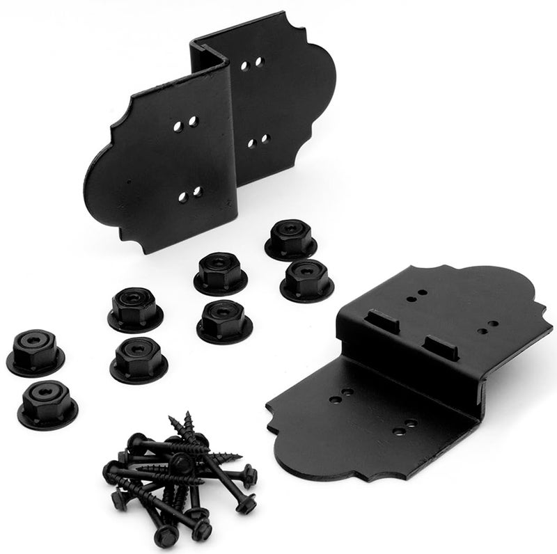 OZCO Laredo Sunset 6" Post to Beam Connector Heavy Duty Black Powder-Coated Steel Bracket for Wood Posts, Outdoor Beam Braces, Corner Brackets, Angle Brackets for Wood and Aluminum, 2-Pack, 56635 - Image 1